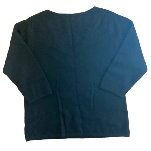 Charter Club Womens Black 2-Ply Cashmere Sweater V-Neck 3/4 Sleeve Size L Made I - Picture 3 of 5